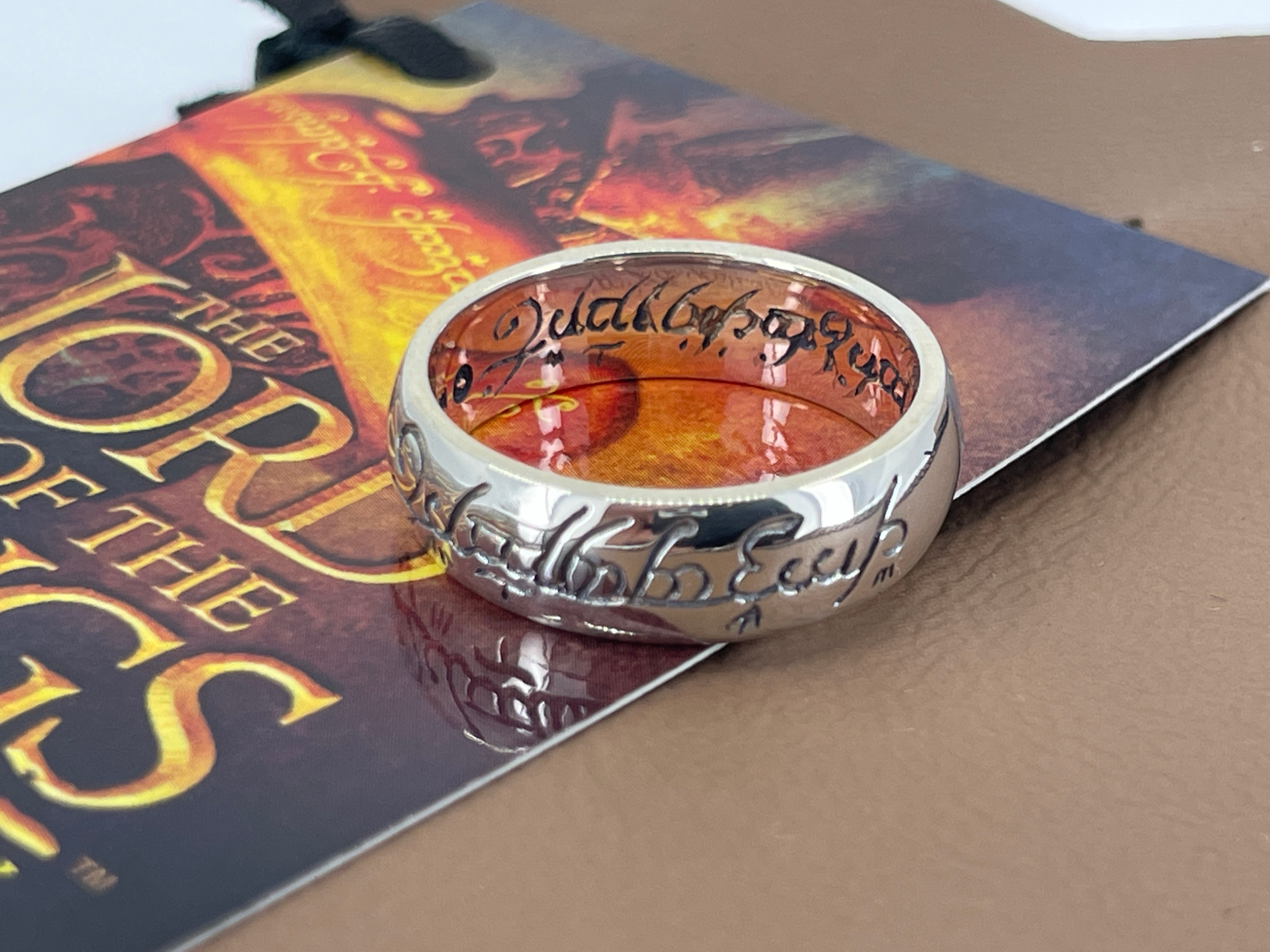 Lord of the Rings Silver Black Resined Ring - WD194