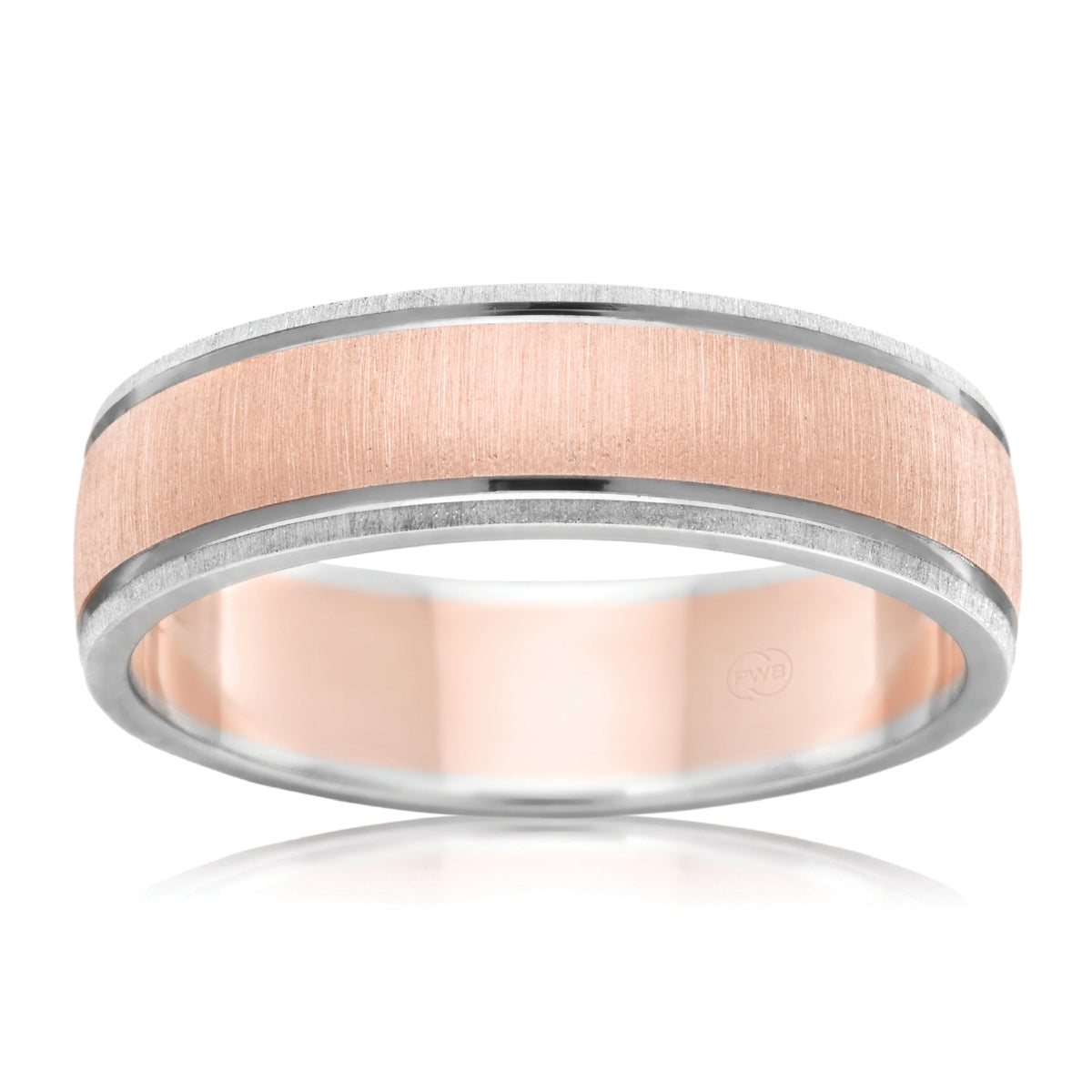 Rose and White Gold Australian made two tone wedding ring