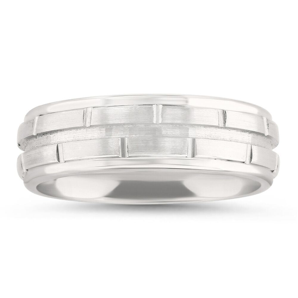 CRypton Chrome cobalt 7mm wide offset pattern men's wedding ring