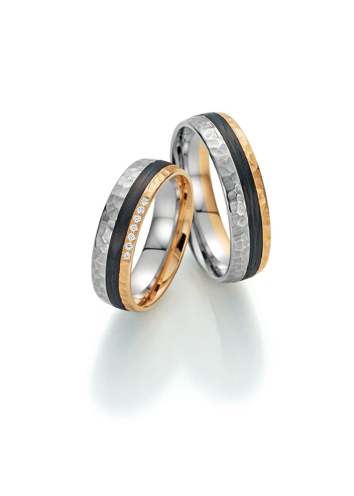 Fischer 14ct and Black Carbon Two Tone Wedding Ring