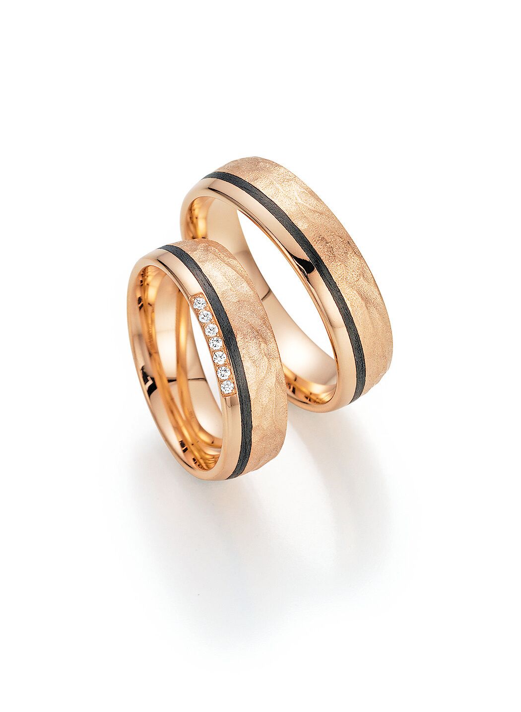 Fischer 14ct and Black Carbon Two Tone Wedding Ring