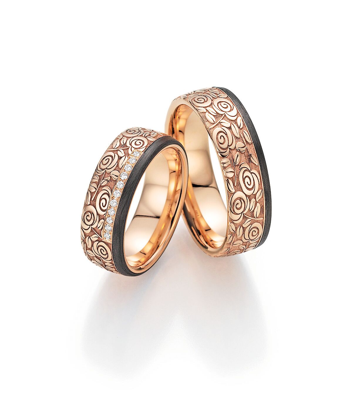 Fischer 14ct Two Tone Floral Wedding Ring
