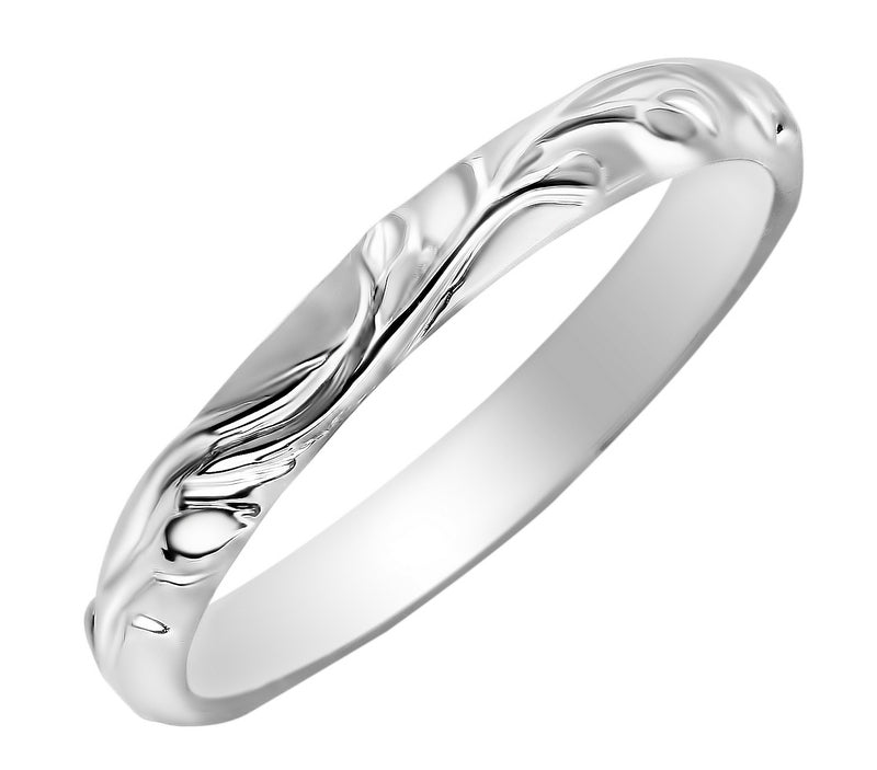 Ladies Engraved White Gold wedding ring