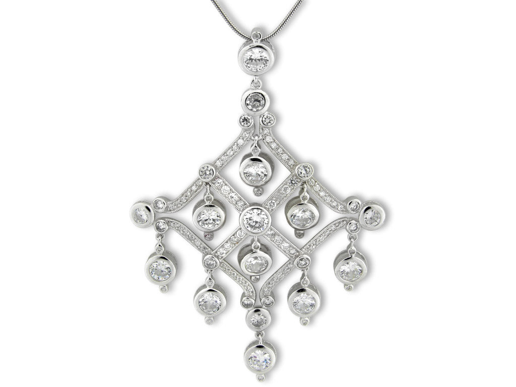 Georgini designer brand elegant white cubic zirconia pendant and chain