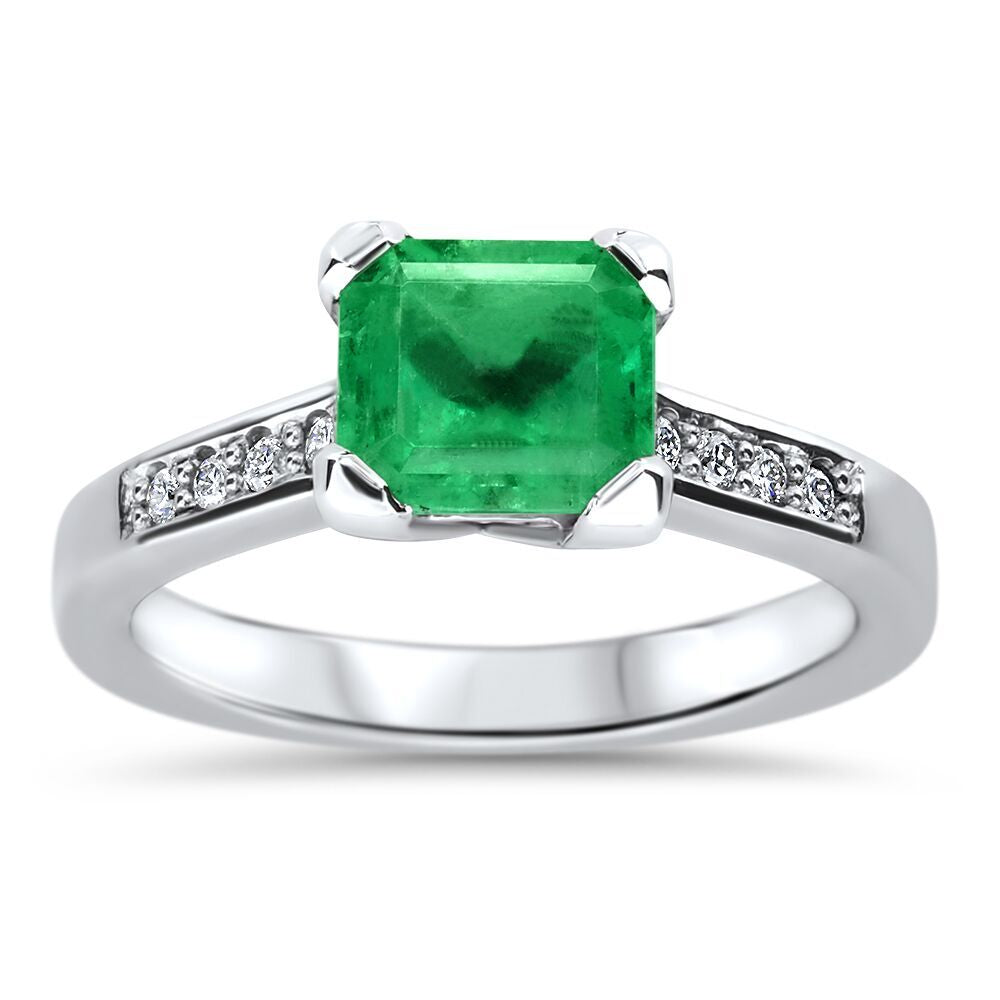 Large Natural Emerald and Diamond ring