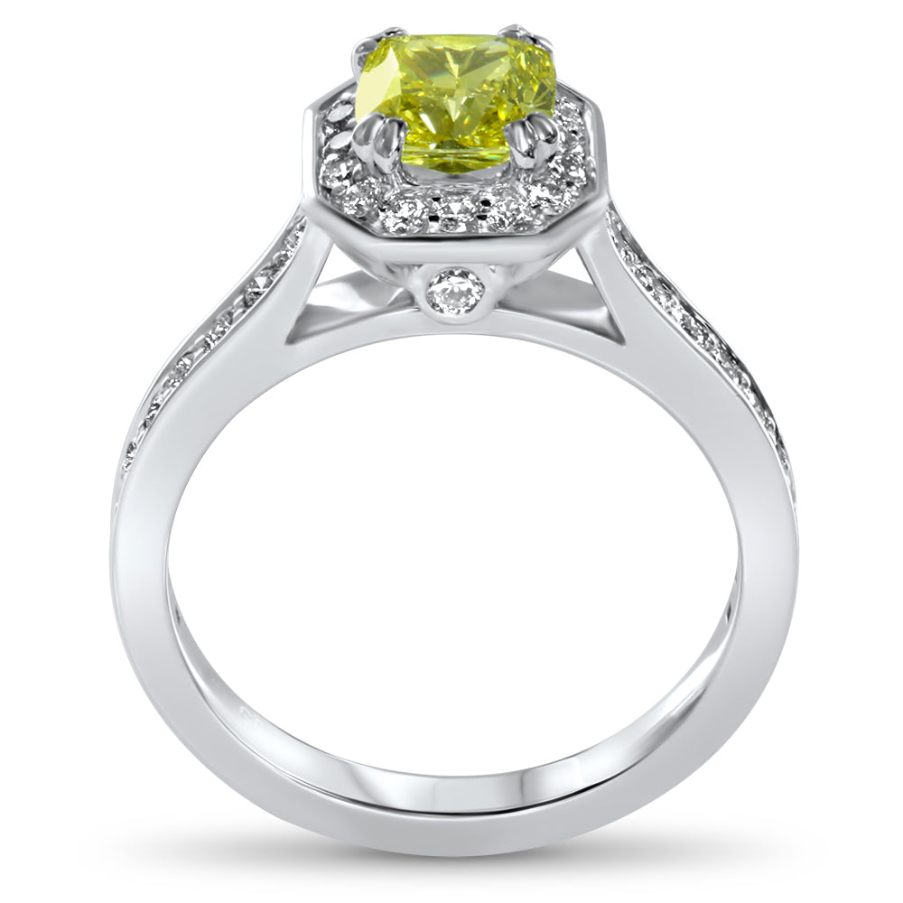 Natural Fancy Intense Yellow Diamond ring
