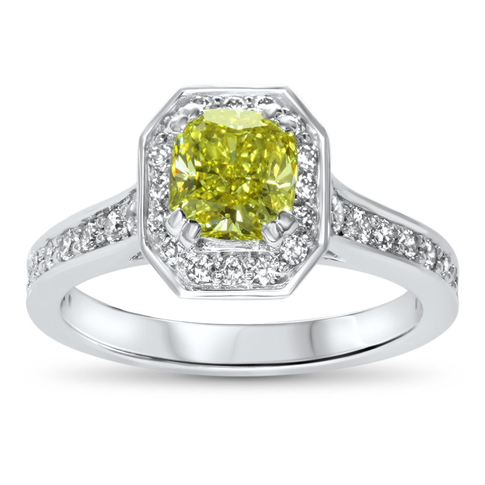 Natural Fancy Intense Yellow Diamond ring