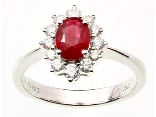 Ruby and Diamond cluster ring