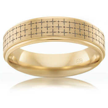 P. W. Beck Australian made Yellow Gold P. W. Beck Laser cut wedding ring