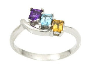 Topaz, citrine and amethyst white gold ring