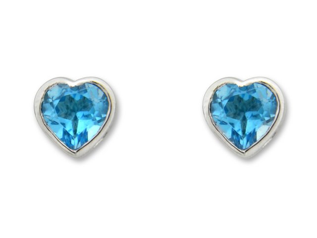 Gorgeous heart blue topaz white gold earrings