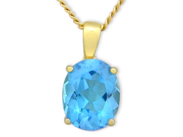 Gorgeous blue topaz Yellow gold pendant