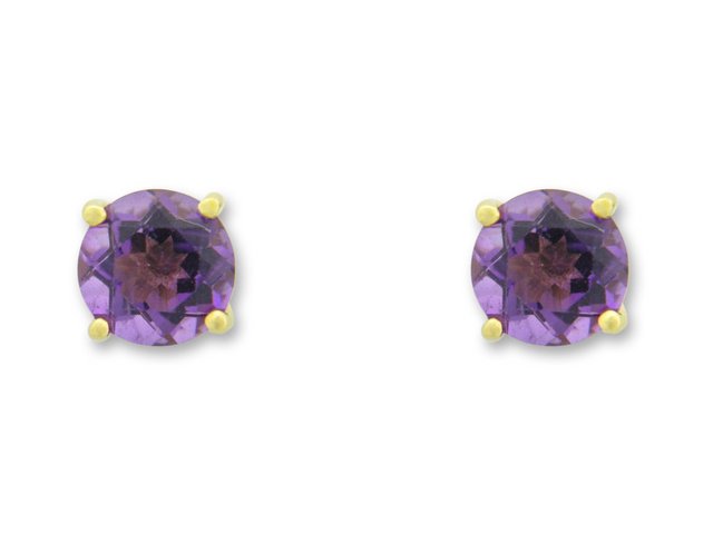 5mm amethyst yellow gold earrings