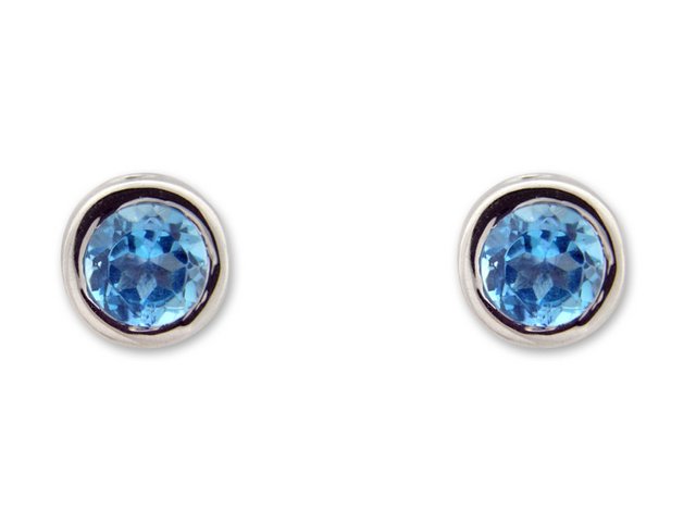 4mm blue topaz white gold earrings