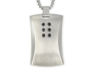 Men's black cubic zirconia pendant with chain