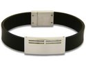 Men's stainless steel and black rubber bracelet
