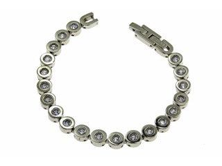 Inori brand Jewel White CZ and Stainless Steel Bracelet