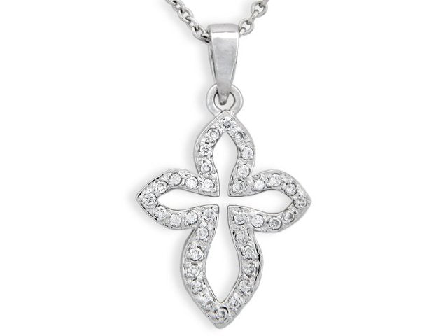 Diamond cross white gold pendant