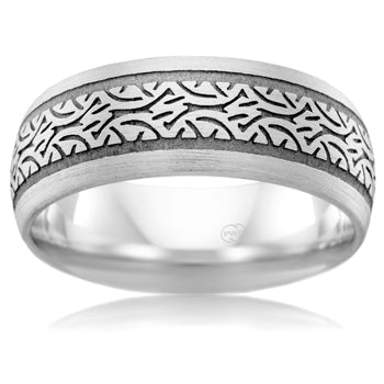 White Gold Tyre patterned Wedding ring