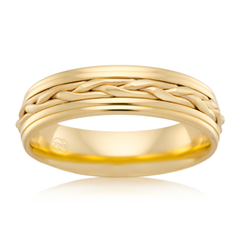 Mens Gold rope weave ring
