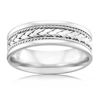 Leather weave wedding ring