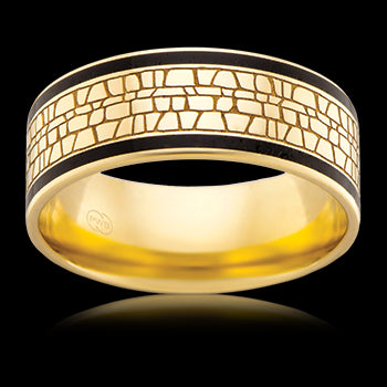 P W Beck  9ct Yellow Gold  and Ceramic ring