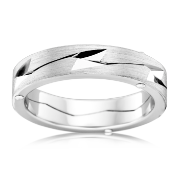Mens White Gold 2 piece riveted wedding