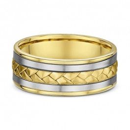 Dora Mens weave 9ct Yellow and White Gold Wedding ring 2mm deep-A13023