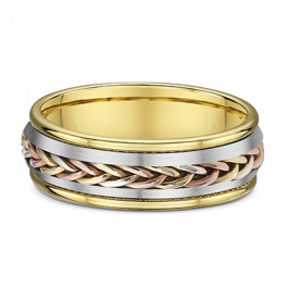 Dora braided 9ct 3 colour Gold Mens Wedding ring, 2.2mm deep-A12979