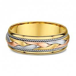 Dora Weave 18ct three colour Gold European Mens Wedding Ring 2.3mm deep-A14283
