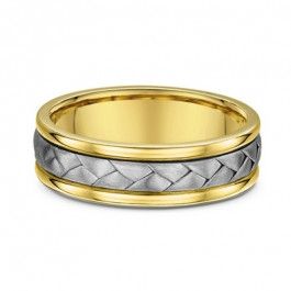 Dora 18ct Yellow and White Gold Weave European Mens Wedding Ring 2mm deep-A14386