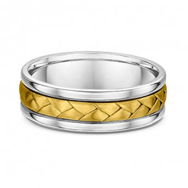 Dora Weave 9ct White and Yellow Gold European Mens Wedding Ring, 2mm deep-A12977