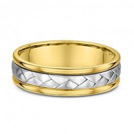 9ct White and Yellow Gold Weave European Mens Wedding Ring 2mm deep-A13133