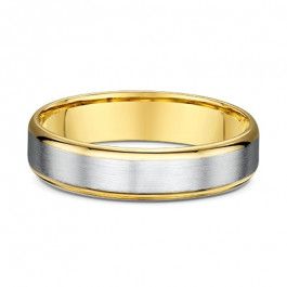 Dora 18ct White and Yellow Gold Smooth European Mens Wedding Ring1.6mm deep-A14230