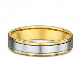 Dora ribbed edges European Man's 14ct White and Yellow Gold wedding ring with variable depth selection-A14125