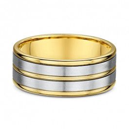 Dora Stripes 18ct and Platinum European Mens Wedding Ring 1.6mm deep-A14173