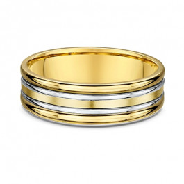 Mens rail track 18ct Yellow and White Gold Wedding ring a heavy and strong 2.1mm deep-A14082