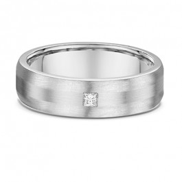 Dora Mens Platinum 950 square Diamond stripe Wedding ring containing one 0.06ct G/H Vs square Princess cut Natural Diamond, the band is 2mm deep-A13960