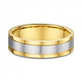 Dora Ribbed Edges European 18ct Yellow and White Gold Mens Wedding Ring a comfortable 1.5mm deep-A14189
