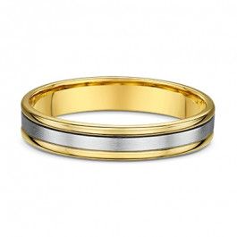 Mens 9ct White and Yellow Gold part satin finished Wedding ring 1.6mm deep-A12998