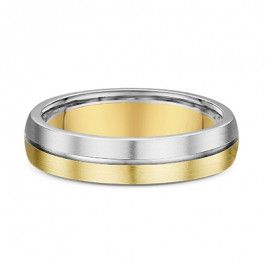 Mens 14ct White and Yellow Gold Dora wedding ring 2.4mm deep-A14144