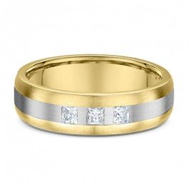 Dora 14ct Diamond European Mens Wedding ring with 3=0.23ct G/H Vs square Princess cut Natural Diamonds, the band is 2mm deep-A13932
