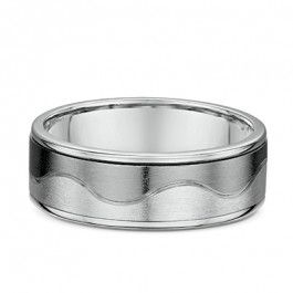 Men's Dora Titanium and 9ct White Gold European Wave Men's Wedding Ring choose a width and band depth-A12262