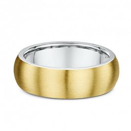 Mens 9ct White Gold inside and 9ct Yellow Gold outside wedding ring satin finished 2.4mm deep-A12355
