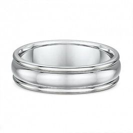 Dora Platinum ribbed edges European Men's Wedding ring 1.9mm deep-A14090