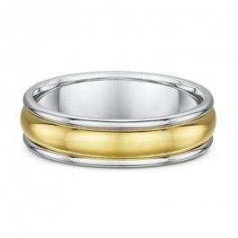 Dora Ribbed Edges 18ct Yellow and white Gold European Mens Wedding Ring a comfortable 1.9mm deep-A14209