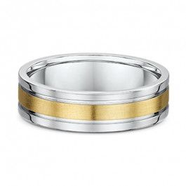 Dora 14ct Yellow and White Gold ribbed edges European Men's Wedding ring-A14390