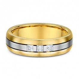 Mans 14ct Dora wedding ring with 3= 0.23ct G/H Vs square Princess cut Natural Diamonds, the band is 2.1mm deep-A13930
