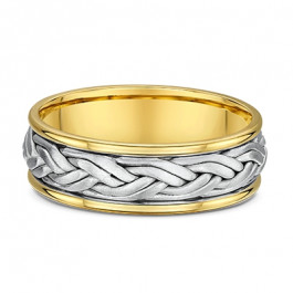 Dora double weave 9ct White and Yellow Gold Mens Wedding ring 2.2mm deep-A13166