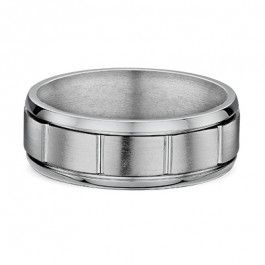 Dora Titanium Grooves European Mens Wedding Ring, the band is 2mm deep-A14239
